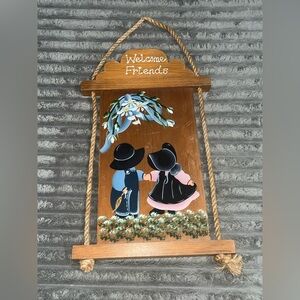 “ Welcome Friends” Grandma & Grandpa Wood painted Hanging sign